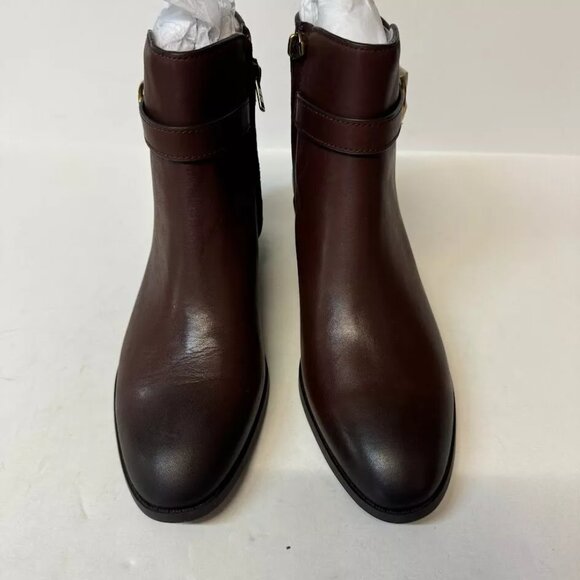 Coach Womens 10 M Walnut Brown Dylan Leather Pointed Toe Ankle Booties NIB XM8 - Picture 3 of 4